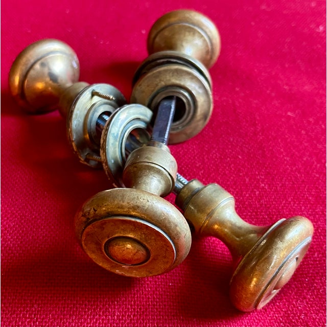 Late 19th Century Antique 19th Century Small Size Brass Door Knobs - A Pair For Sale - Image 5 of 13