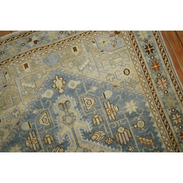 Early 20th Century Clear Light Blue Ivory Antique Persian Malayer Rug For Sale - Image 5 of 6