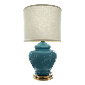 Vintage Teal and Brass Lamp