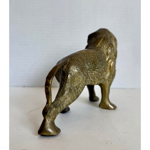 Metal Vintage Brass Lion Figurine, Regal Hollywood Regency Decor For Sale - Image 7 of 11