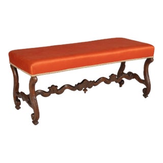 Early 18th Century French Louis XIV Os De Mouton Walnut Bench For Sale