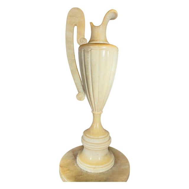 Beige Large Alabaster Jug on Illuminated Base, 1900s For Sale - Image 8 of 17