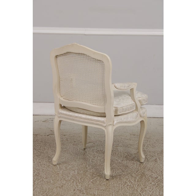 Wood Pair of Louis XVI Painted Cane Back Fautuils Armchairs For Sale - Image 7 of 18