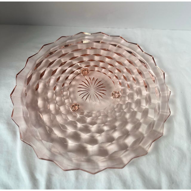 Mid-Century Modern Vintage Whitehall Pink 1960s Glass Footed Cake Plate For Sale - Image 3 of 7