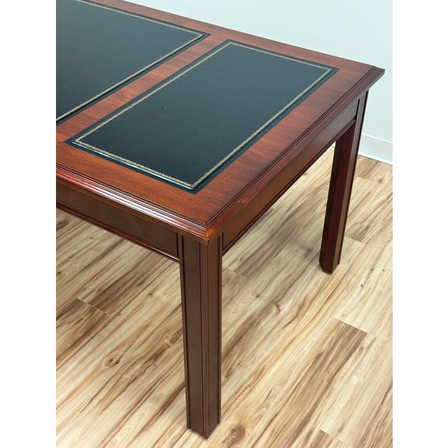 Vintage Kimball Leather Top Solid Wood Executive Desk For Sale In Kansas City - Image 6 of 18
