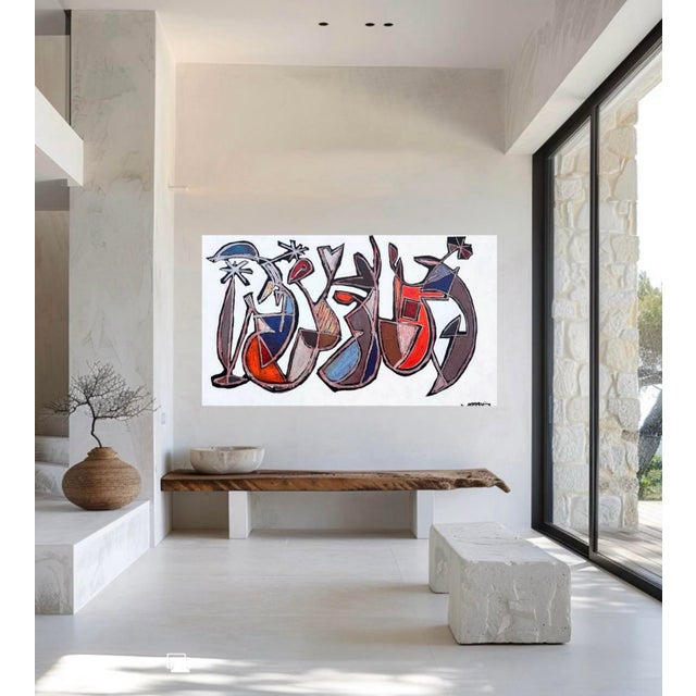 Large Abstract Mid-Century Painting by Artist Kenneth Joaquin (36” X 60”) For Sale - Image 10 of 10