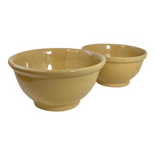 Circa 1930 Pacific Pottery Yellow Earthenware Two Bowl Nesting Set- 2 Pieces For Sale