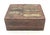 Offered is a small vintage wooden trinket or jewelry box handcrafted with flush-fitted geometric brass inlay patterns on...