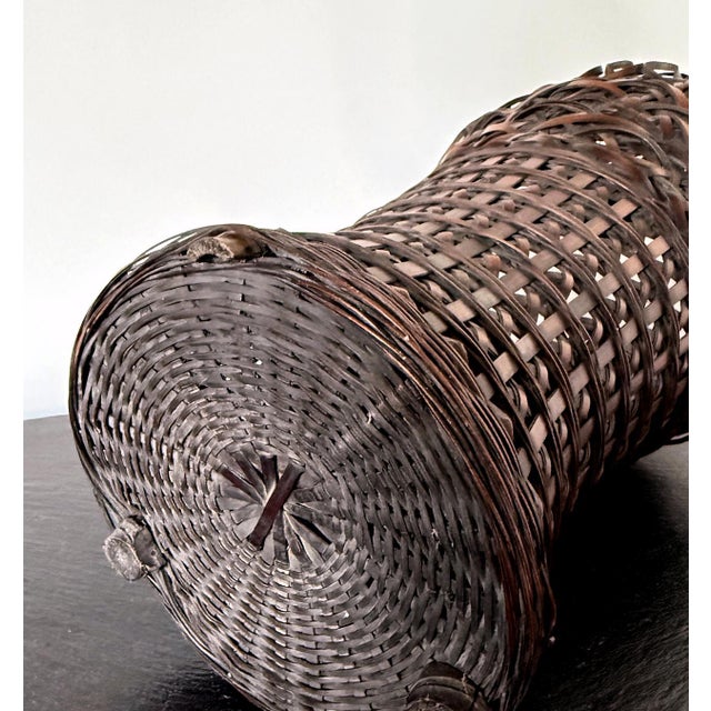 Antique Japanese Smoke Bamboo Basket with Wisteria Root Handle Meiji Period For Sale In Atlanta - Image 6 of 16
