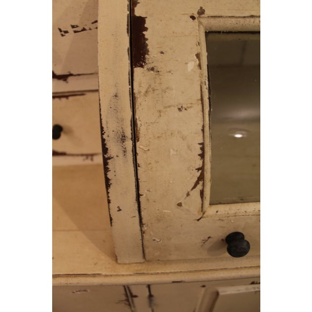 Large Country French Rustic Distressed White Bread Cupboard Chairish