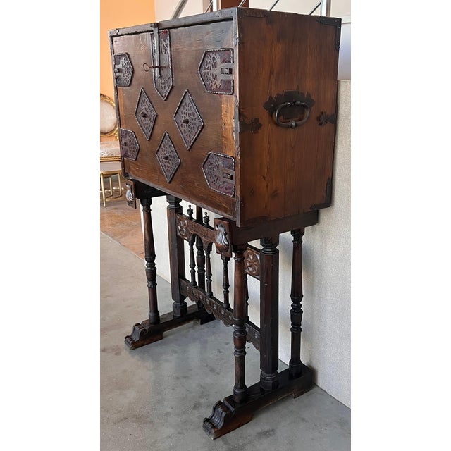 17th Century Spanish Walnut Cabinet on Stand, Desk, Original ‘Bargueño’ For Sale - Image 18 of 18