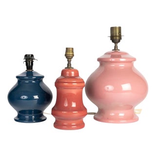 Vintage Porcelain Table Lamps, 1950s, Set of 3 For Sale