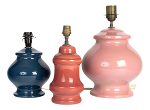 Vintage Porcelain Table Lamps, 1950s, Set of 3