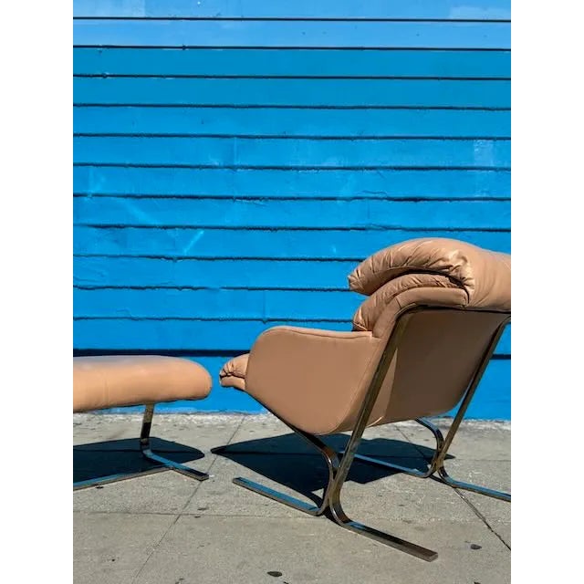 Hekman-Dansen Contemporary 1990s Hekman-Dansen Pink Leather Chair & Ottoman For Sale - Image 4 of 14