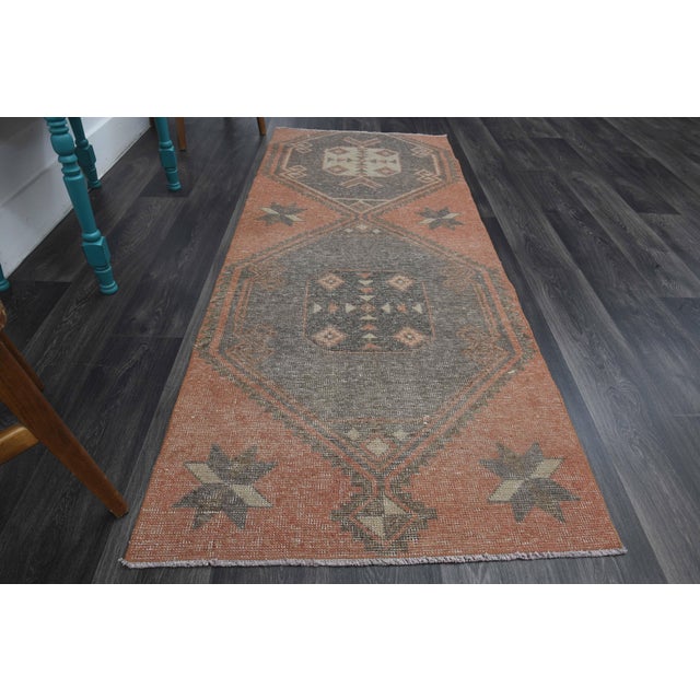 Terra Cotta 1970s Vintage Handmade Wool Cotton Terracotta Runner Rug For Sale - Image 8 of 11
