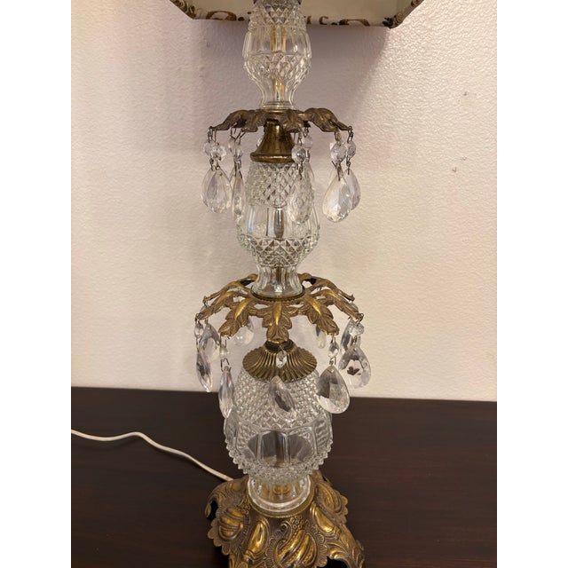 Hollywood Regency Hand Stamped Austrian Lamps Wifh Fortuny Fabric Lamp Shades, a Pair For Sale In Boise - Image 6 of 9