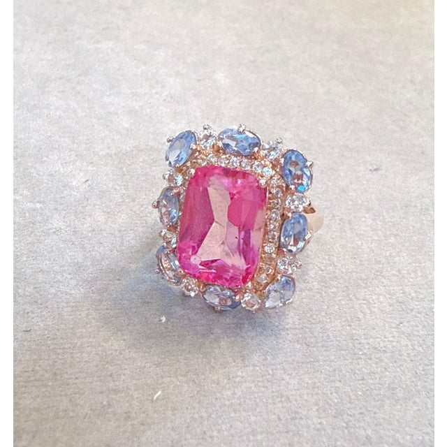 Classic Italian Bochic "Capri" Ruby & Tanzanite Ring Set In 18K Gold & Silver For Sale - Image 18 of 18