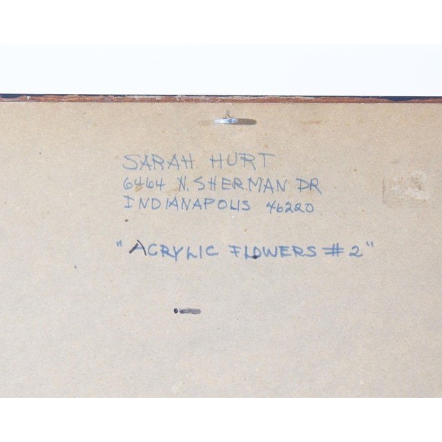 Blue Mid 20th Century “Acrylic Flowers #2” Abstract Acrylic Painting by Sarah Hurt For Sale - Image 8 of 8