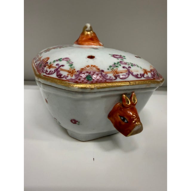 Mid 18th Century Chinese Export-Style Famille Rose Covered Butter Dish, Qianlong Style For Sale - Image 4 of 10