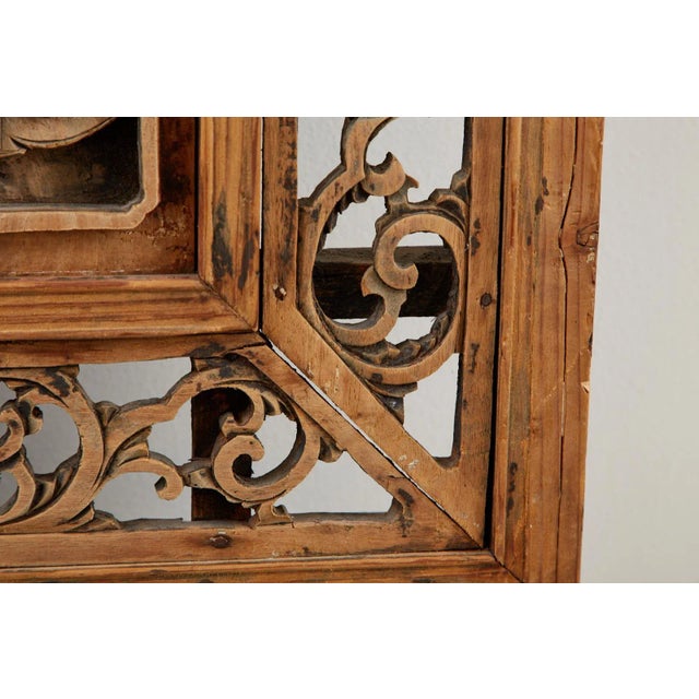 Chinese Qing Style Relief Carved Window Panel For Sale - Image 10 of 13