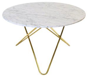 White Carrara Marble and Brass Big O Table by Oxdenmarq