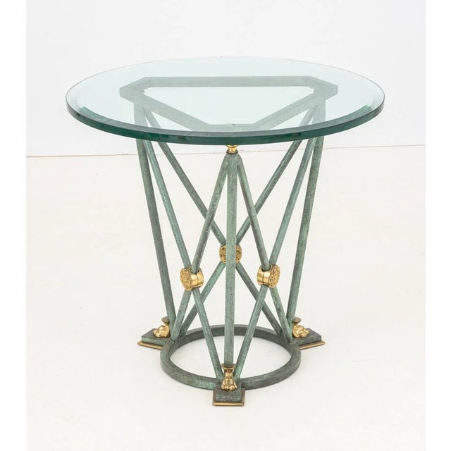 Late 20th Century Empire Style Patinated & Gilt Metal Lamp Table For Sale - Image 5 of 5