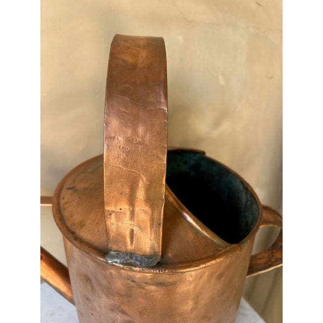 Large French Antique Copper Watering Can & Wrought Iron Rim, 19th Century For Sale - Image 10 of 16