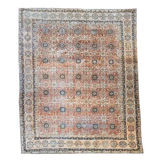 Vintage Mahal Sultanabad Rug, Hand-Knotted Wool, Geometric Pattern, 10x14, Pale Pink & Ivory For Sale
