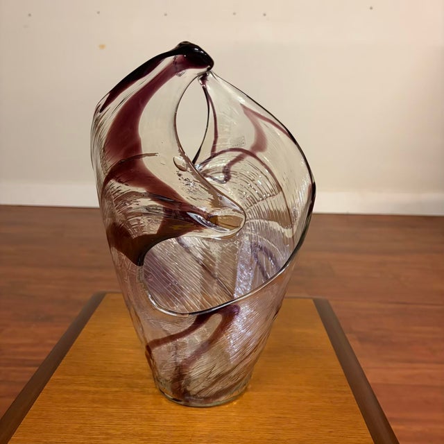 Vintage Italian Handblown Art Glass Sculptural Centerpiece Vessel For Sale - Image 4 of 13