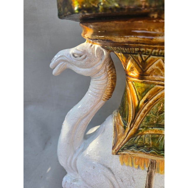Vintage Majolica Style Camel Garden Seat For Sale - Image 14 of 14