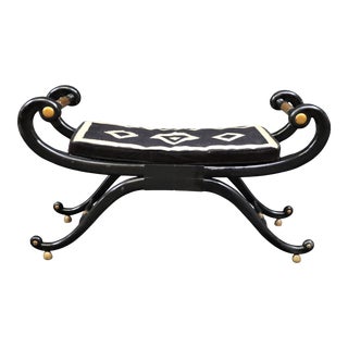 Baker Regency Style Ebonized and Gilt Bench For Sale