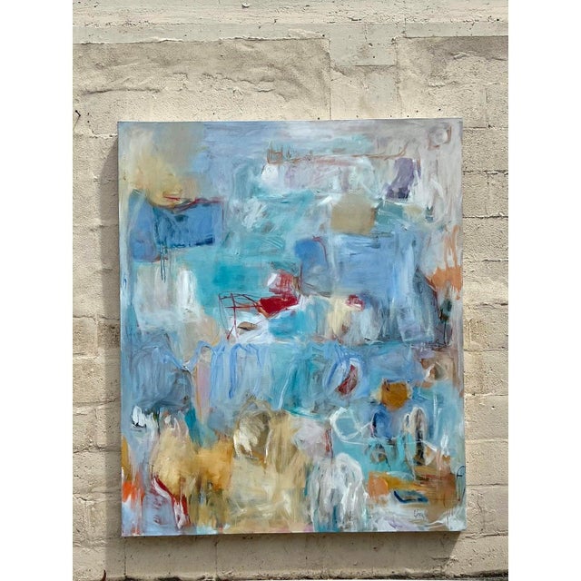 Early 21st Century Vintage Boho Monumental Original Abstract Oil on Canvas For Sale - Image 5 of 10