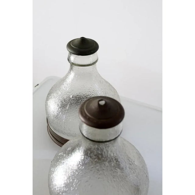 Rustic Vintage Industrial Glass Pendant Light Shades - a Pair For Sale - Image 3 of 9