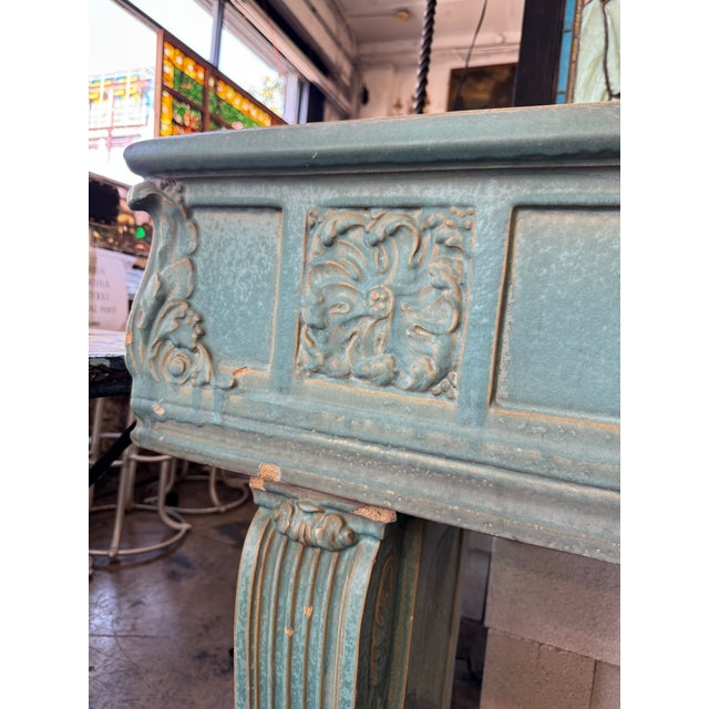 Turquoise 1930s Rare Monumental Gladding McBean Turquoise Glazed Architectural Terra Cotta Planter For Sale - Image 8 of 12