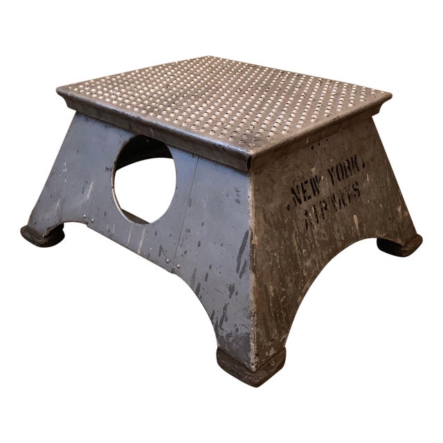 Mid 20th Century Industrial Aluminum Airplane Step Stool, New York Airways For Sale