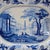 Large antique 19th century Wedgwood blue and white transfer meat platter. Deep foot with a well to collect juice. Scene...