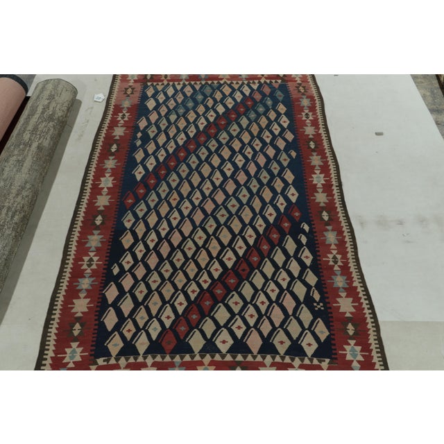 Traditional 1950s Vintage Turkish in Red, Blue and Pink Geometric Pattern by Rug & Kilim For Sale - Image 3 of 8