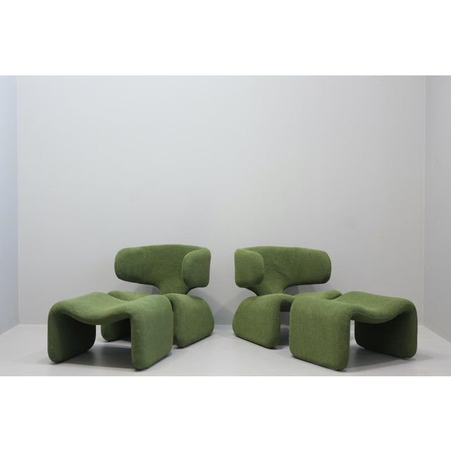 Jinn Armchairs and Ottoman by Olivier Mourgue for Airborne, 1965, Set of 4 For Sale - Image 3 of 6
