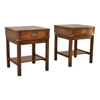 Pair of Campaign Style Mahogany Side Tables, Circa 1960's For Sale