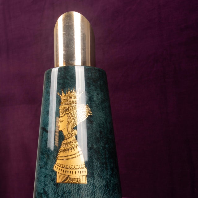 Mod. 1278D Blue Goatskin Parchment Thermos by Aldo Tura, Italy, 1950 For Sale - Image 12 of 17