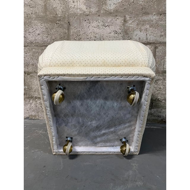 1980s Art Deco Revival Souffle Ottoman With Casters in the Karl Springer Style For Sale - Image 12 of 12