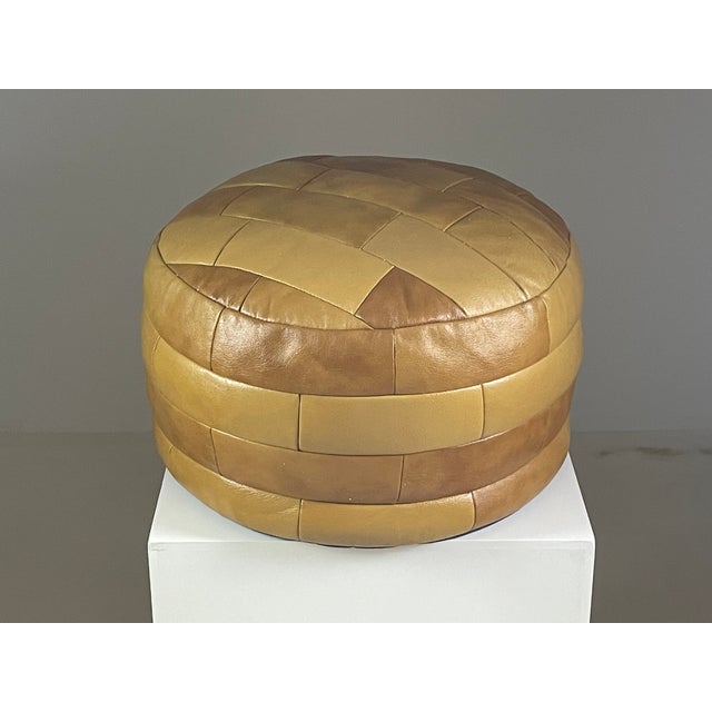 Brown Leather Patchwork Ottoman attributed to de Sede, Switzerland, 1970s For Sale - Image 9 of 13