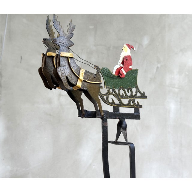 Metal Vintage Folk Art Santa Sleigh Balancing Toy, 1950s For Sale - Image 7 of 16