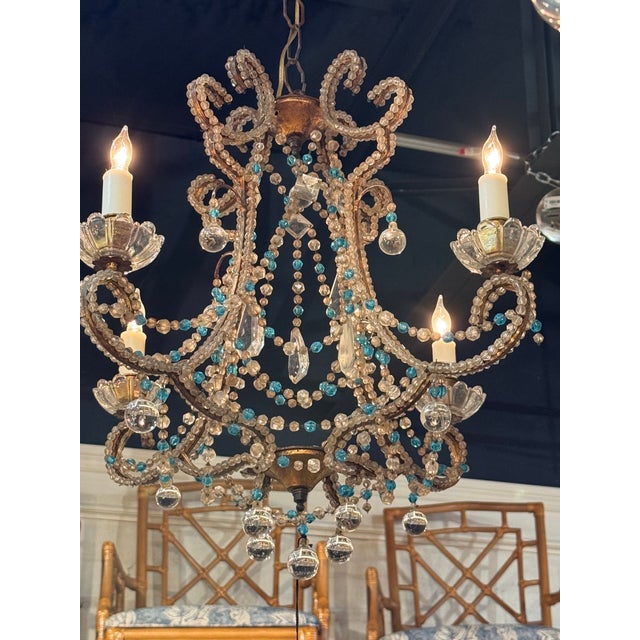 Vintage Italian Beaded Chandelier For Sale In Dallas - Image 6 of 6