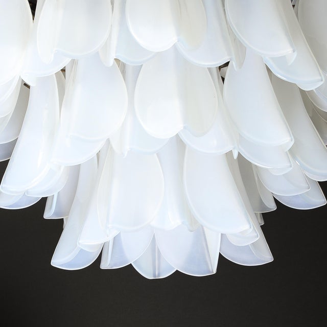 Modernist Feather Chandelier in Murano Opalescent Glass and Oil Rubbed Bronze For Sale - Image 11 of 12