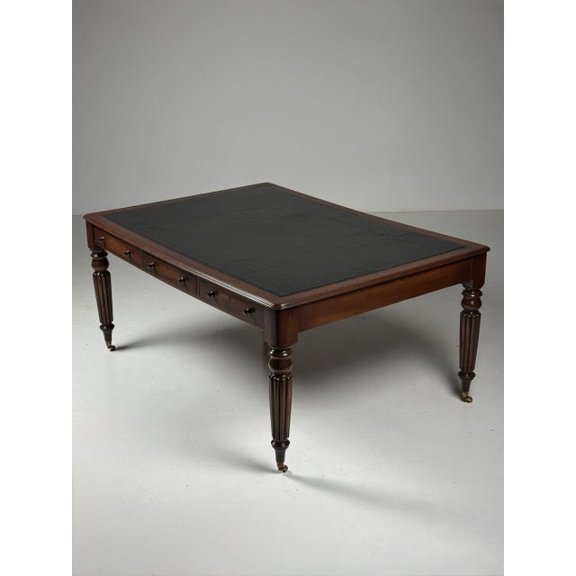 English Writing Desk in Mahogany and Black Leather, 1890s For Sale - Image 9 of 18