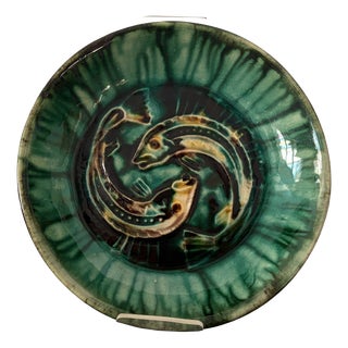 Maritime Wall Plate with Fish Motif by Wilhelm Löber for Rügenkeramik, 1960s For Sale