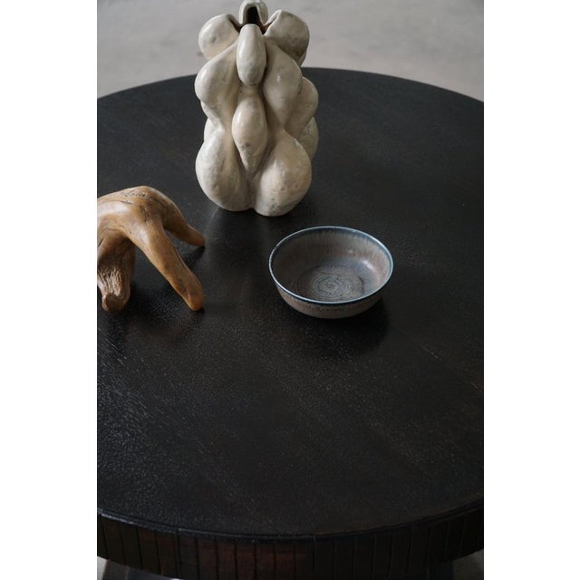 Vintage Danish Round Art Deco Console Table in Ebonized Oak, 1930s For Sale - Image 15 of 18