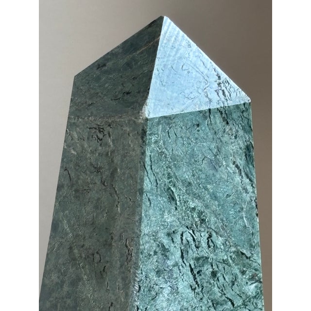 Bottle Green 10" Neoclassical Style Green Marble Obelisk For Sale - Image 8 of 17