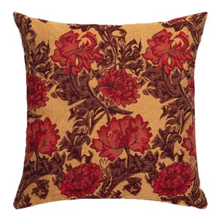 Chrysanthemums Gold Regular Cushion With Feather Filler - 46x46cm (18"x18") For Sale
